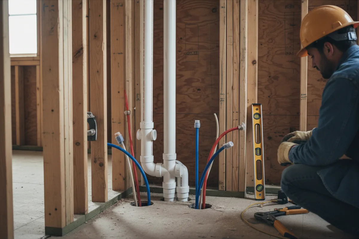 Drain and supply rough-in during Drain Cleaning in Forest Falls